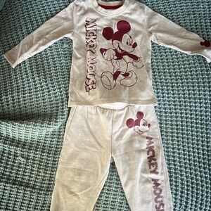 Disney Mickey Mouse Kids Pajama Set - Cream and Red